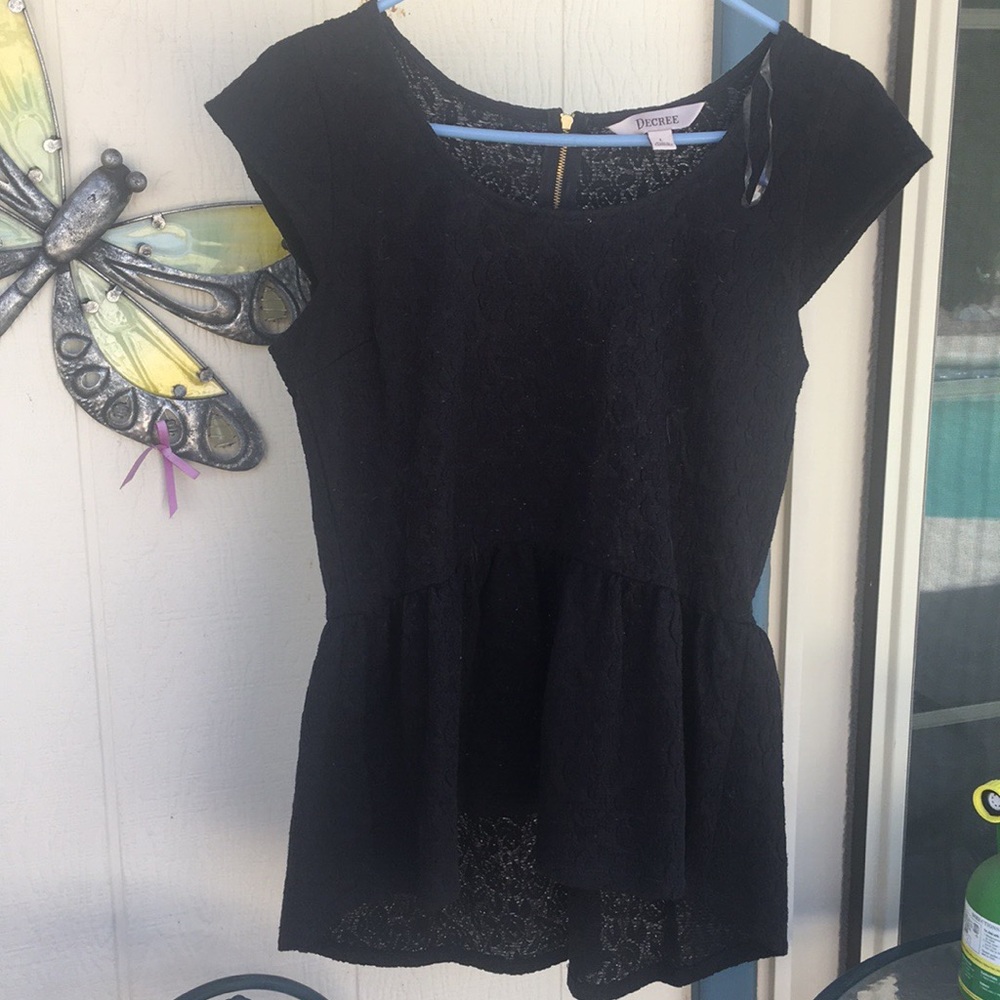 Lace peplum w/ gold zip